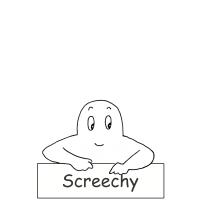 Screechy with name banner